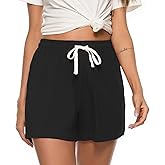 Vlazom Women's Pajama Shorts, Super Soft Pj's Bottoms Stylish Lounge Shorts for Sleep Gym Running with Drawstring Pockets