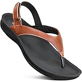 AEROTHOTIC Comfortable Arch Support Slingback Flats for Women Sandals Cute Soft T-Strap Toe Post Casual Fashion Dressy Flip Flops Vacation Essentials