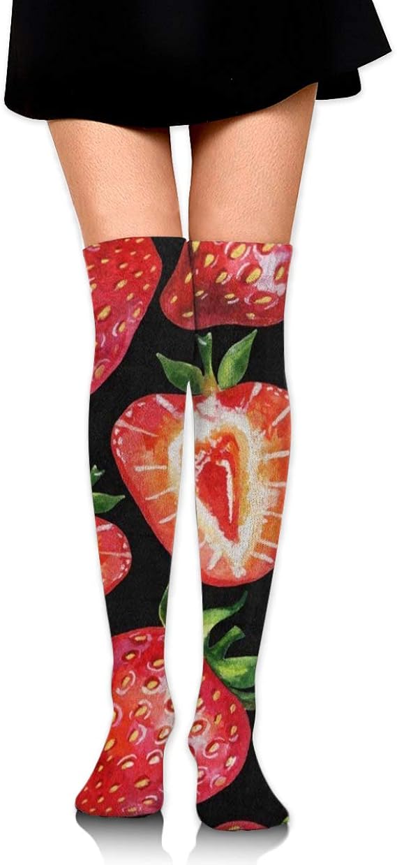 Sweet Women's Knee Socks Red Strawberry Fruit Girl Casual