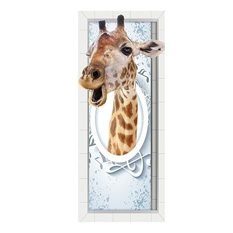 WINOMO Türposter Türtapete selbstklebend 3D Türbild Giraffe-Muster Türaufkleber Tür Deko fototapeten
