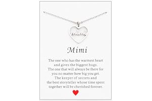 kaisinse Grandma Necklace Nanny Gift Heart Cutout Letter Nana Gigi Mimi Necklace Gift for Grandma from Grandchild with Message Card