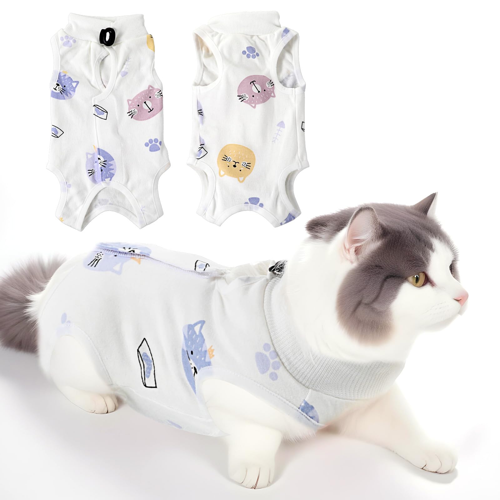 Photo 1 of Yuanchu Cat Recovery Suit, Breathable Cat Onesie for Cats After Surgery Female Abdominal Wounds or Skin Diseases Kitten Onesie Spay Recovery Wear Anti Licking(M)