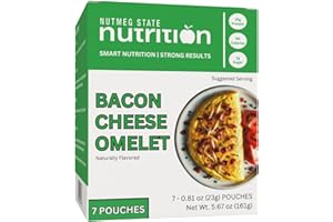 Nutmeg State Nutrition - High Protein Bacon Cheese Omelette Mix, 15g Protein, 90 Calories, 1g Sugar, 2.5g Fat, 7 Servings Per Box