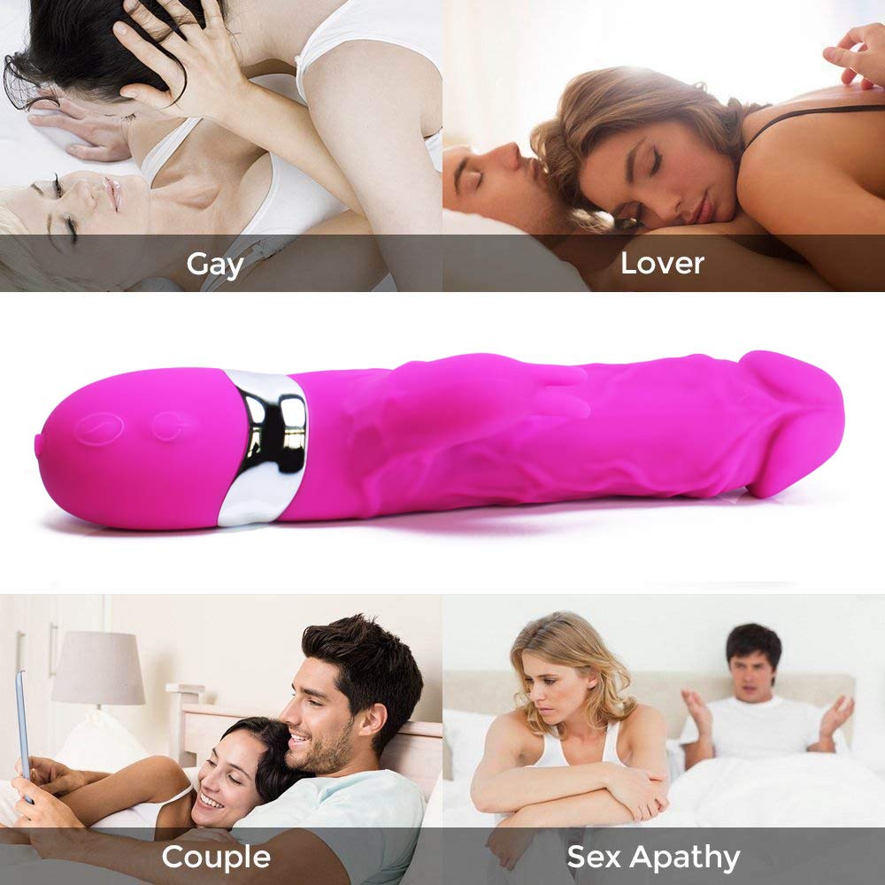 Rabbit Vibratoren für sie Klitoris und G-Punkt Stimulator, Dual Motor Silikon Dildo Realistischer Vibrator mit 7 Modi, Massagestab für Frauen Sex-Spielzeug Wasserdicht, USB Wiederaufladbar (Rose)