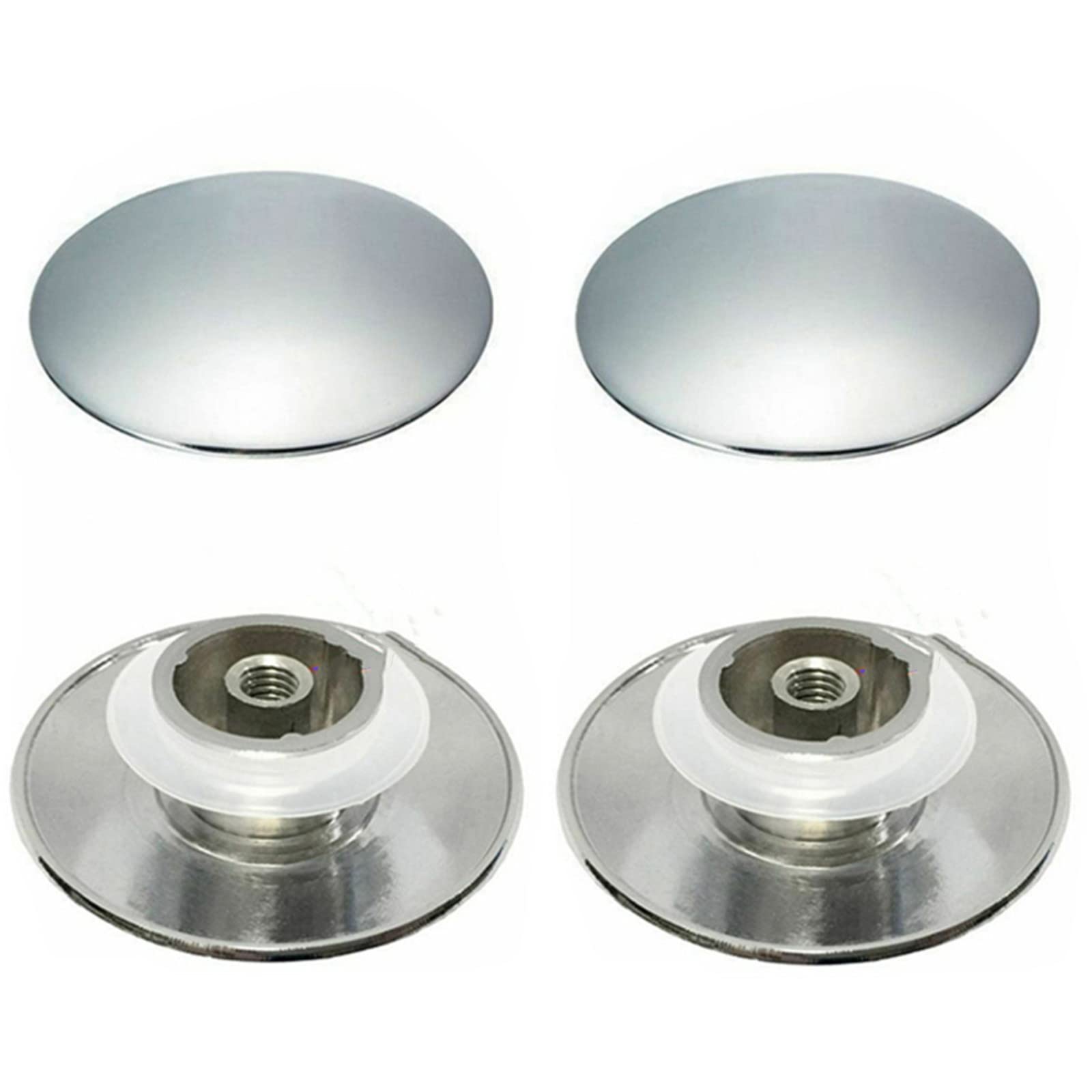 BODYA 2Pcs Chrome Basin Waste Easy Pop Up Bathroom Sink Drains Push Button Click Clack Plug 66mm Easy To Use Durable