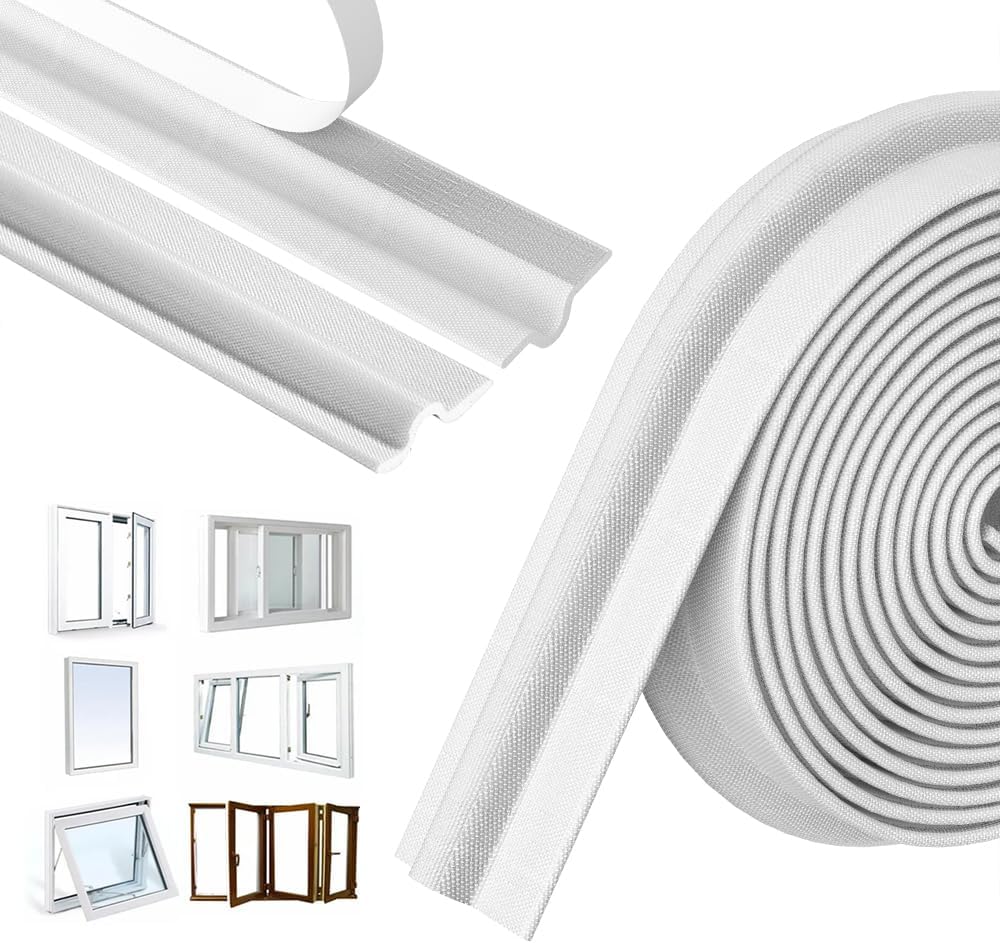 Maudzlan 236in/6m Window Door Draft Blocker Self-Adhesive Seal Strip White