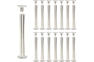 Hitefu 30 Set Phillips Head Chicago Screws for Leather, M4 x 40mm Book Binding Screws Post, 1/4 Inch Button Rivets for Bookbinding, Leather & Belt