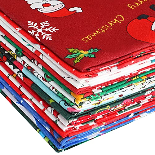 16 Pieces Christmas Fabric Bundles Sewing Quilting 15 x 19 Inch Bundle Cotton Fabric Santa Claus Snowman Christmas Tree Print Quilting Cloth for Patchwork Sewing DIY Craft Yard Party Supplies