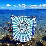 Cotton Indian Tapestry Mandala Roundies Beach Throw Indian Round Blue Mandala Tapestry Yoga Mat Picnic Mat Table Throw Hippy Boho Gypsy Round Blue Tapestry Round Tablecloth Tapestries Sofa Cover