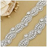 QueenDream 1 Yard Rhinestone Bodice Applique- Silver Width: 1.4 Inches