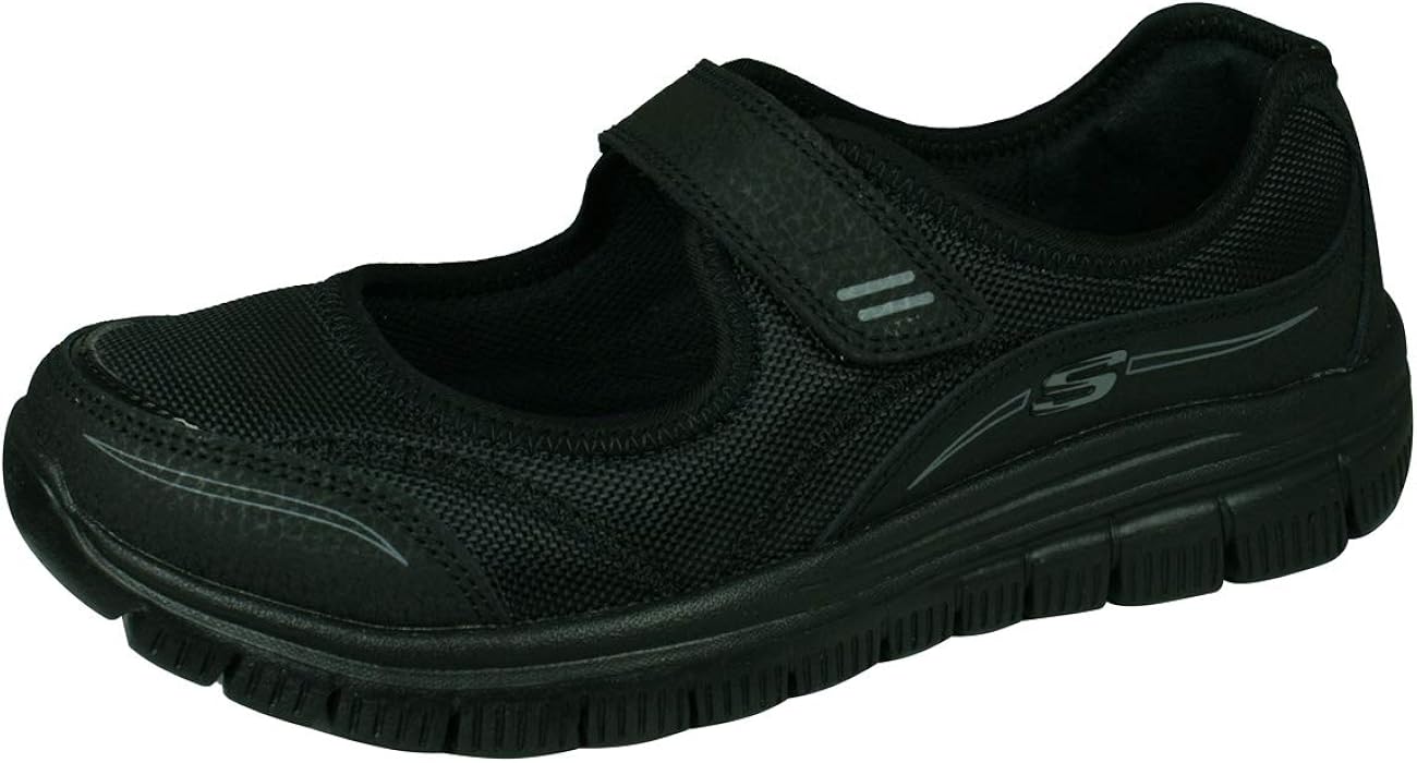 Skechers Womens Black Memory Foam Velcro Trainer Graceful Natural Black