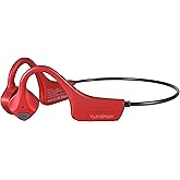 Bone Conduction Headphones Bluetooth, YouthWhisper Open Ear Wireless Earphones, Sports Headphones with Mic Waterproof for Running Cycling Hiking Walking and Workout (Red)