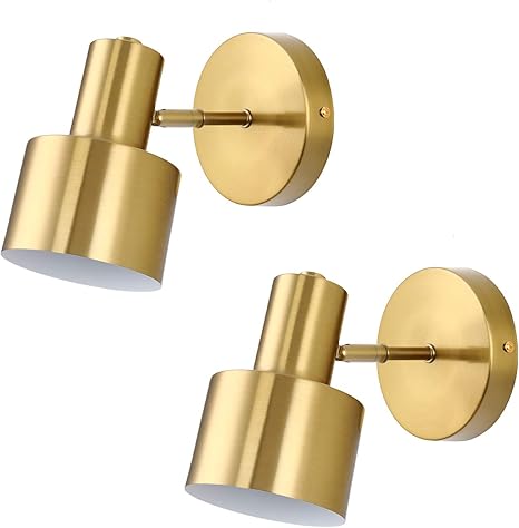 Amazon Com Gold Wall Sconces Lamps Lighting Fixture Industrial Vintage E26 Wall Lamp Fixture Simplicity Gold Adjustable Wall Lights Set Of 2 Bedside Lamp Bathroom Vanity Lights Home Kitchen