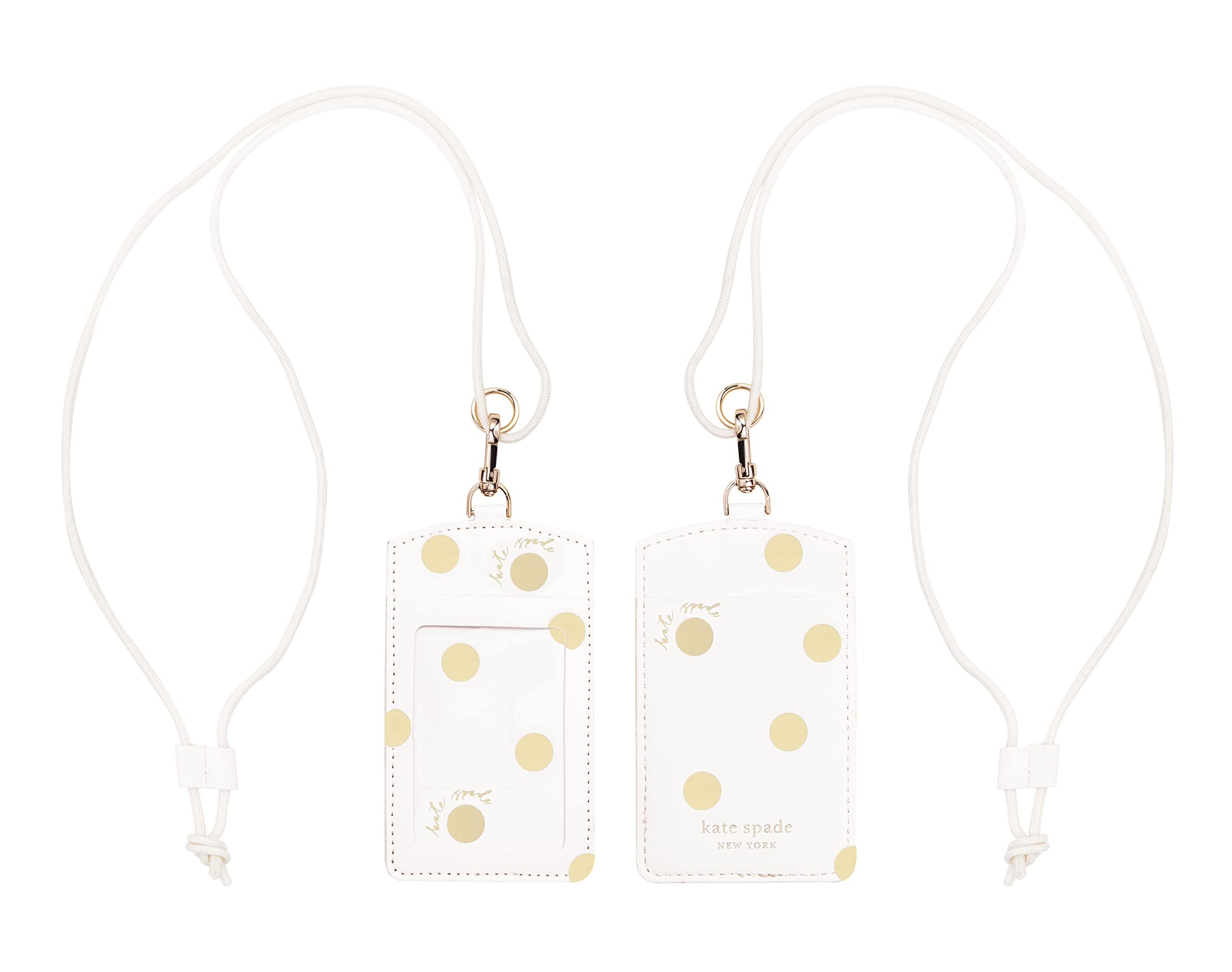 Kate Spade New York ID Badge Holder with Lanyard, Vegan Leather Slim Card Wallet, Name Tag Case for Work, School, or Travel, Gold Dot with Script โ image 1