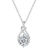 TIMEFASHION 2ct Infinity Moissanite Pendant Necklace for Women D Color VVS1 925 Sterling Silver Infinity Necklace for Her Wife Mom Birthday
