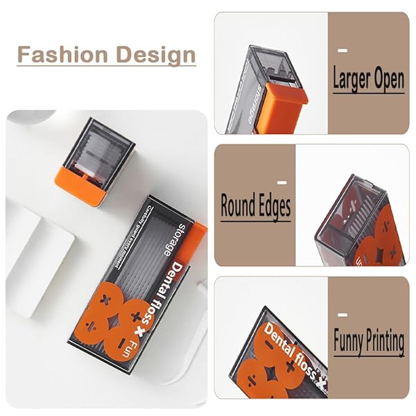 XMUINT PORTABLE DENTAL FLOSS PICKS DISPENSER,AUTOMATIC POP-UP STORAGE 10 PICKS CLEAN TEETH ORAL CARE BOX DENTAL FLOSS PICKS DISPENSER FOR EASY REFILLABLE ADULT FLOSS TRAVEL HOLDER CASE ORANGE PAINTING