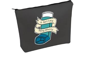 JXGZSO Asthma inhaler Gift It Ain't Easy Being Wheezy Organization Bag Respiratory Therapist Gifts (It Ain't Easy Being Wheezy black)