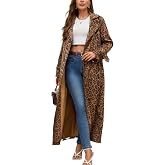 utcoco Womens Faux Suede Long Trench Coat Notched Lapel Double Breasted Pea Coat Overcoat with Belt
