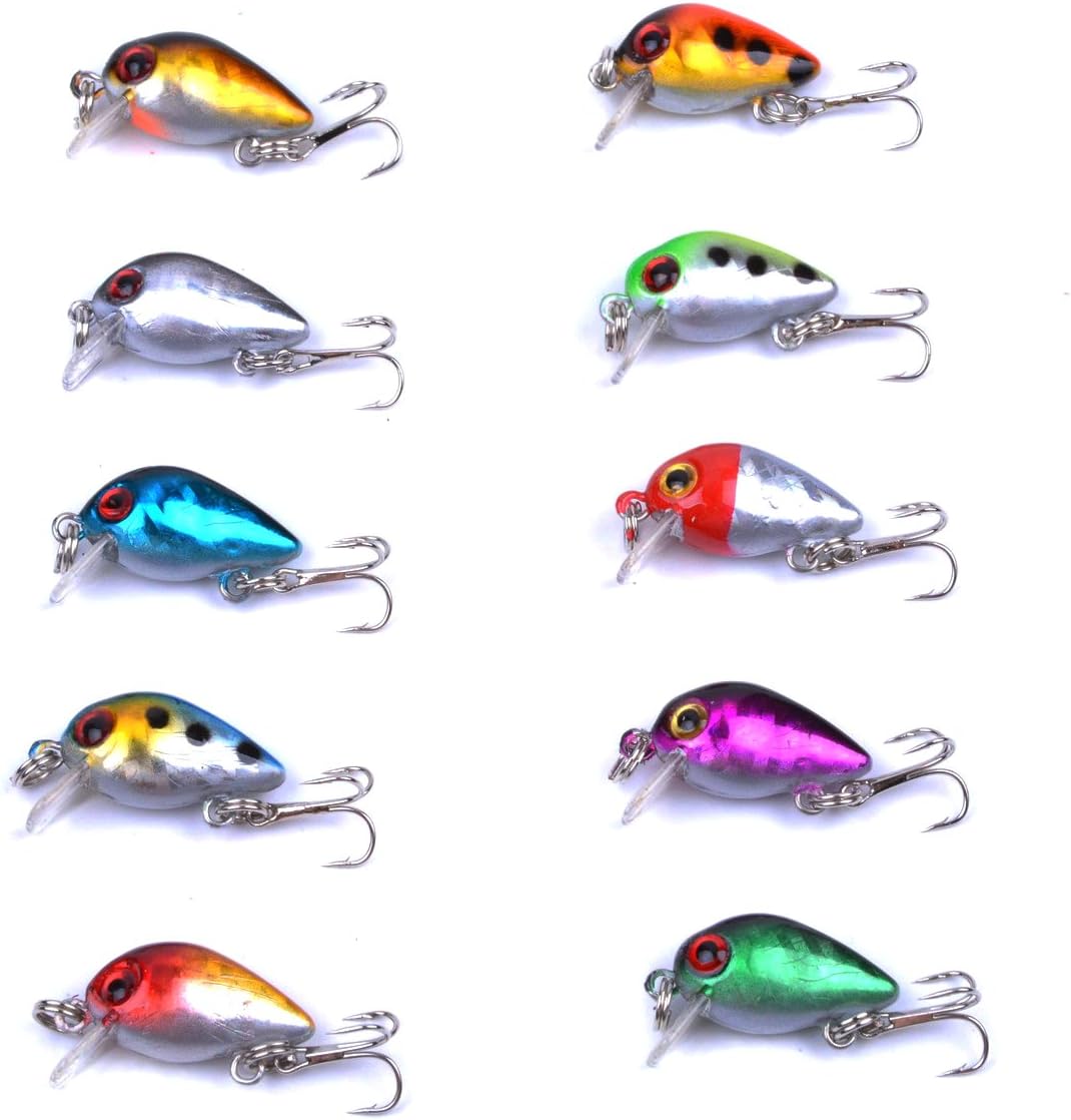 Aorace 10pcs Lot Mini Fishing Lures 10 Colors Fishing Bait 2 6cm 1 6g Fishing Tackle 10 High Carbon Steel Treble Hook