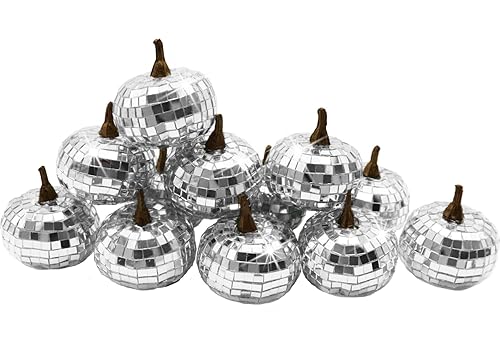 dididudi 12Pcs Halloween Artificial Pumpkins Autumn Decorations Silver Pumpkin Set Lifelike Fake Pumpkins for Fall Decor Thanksgiving Table Decorations Halloween Party Fall Decor Home Harvest