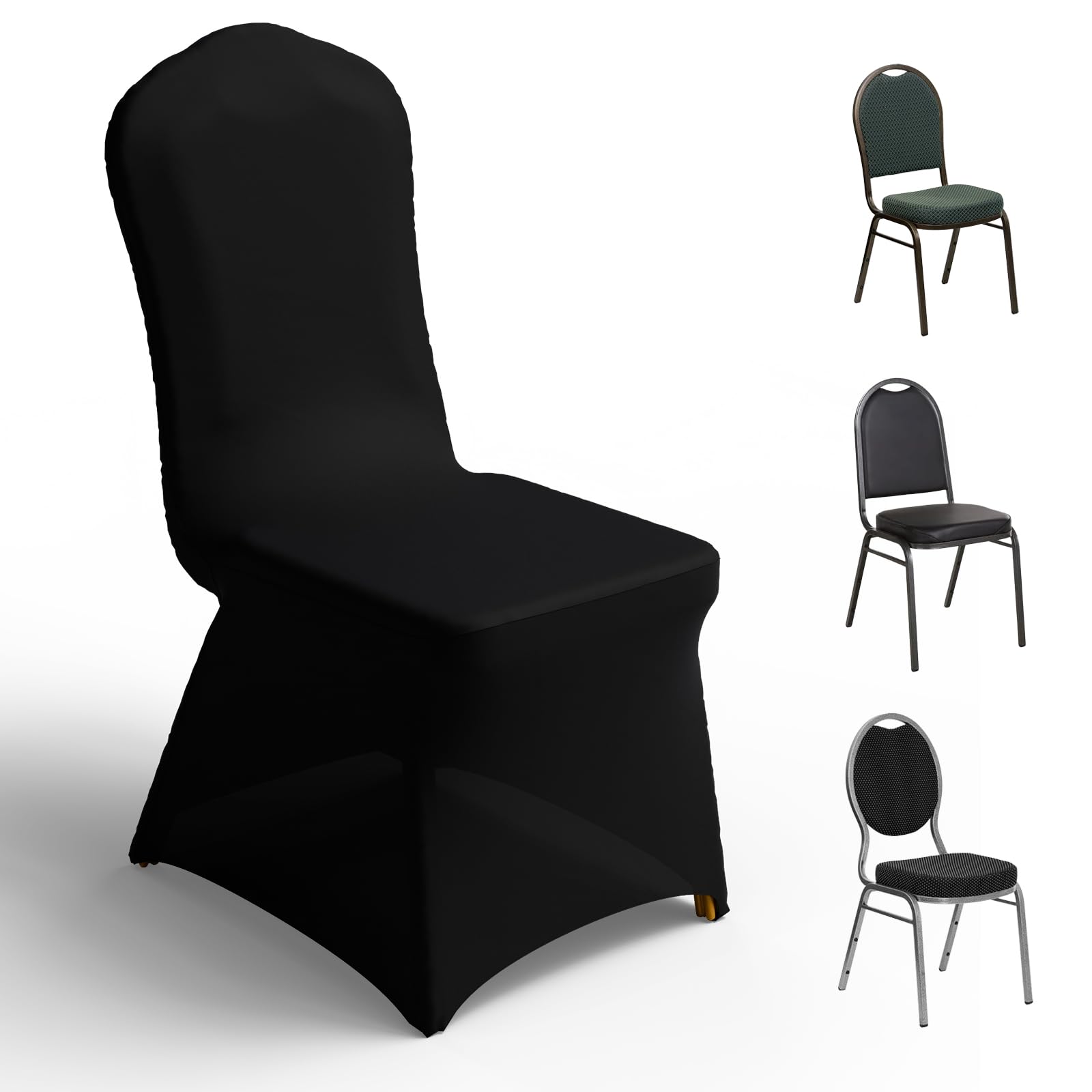 Photo 1 of *** PARTIAL SET *** Blxsif Spandex Banquet Chair Covers 100PCS - Party Dining Chairs Cover Stretchy Slipcovers for Wedding Decor Birthday Event(Black)