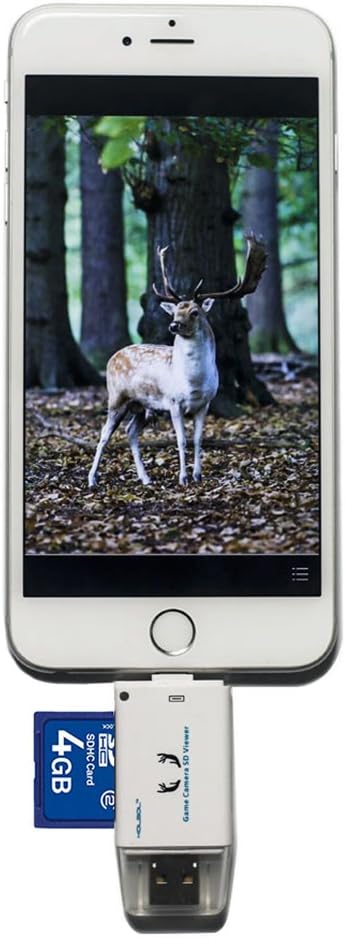 KOLSOL Trail and Game Camera SD Card Viewer for iOS iPhone Android System Phones with Micro USB2.0 OTG Port Reads SD and Micro SD Cards for Hunting Game Camera Viewer