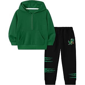 Toddler Boys Half Zip Hoodie and Sweatpants Set Fall Winter 2-7 Years | Long-sleeve top and matching pants for fall and winte