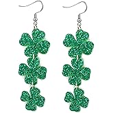 WCRAZYE St. Patrick's Day Green Leaf Earrings Acrylic Irish Shamrock Dangle Earrings for Women Green Good Luck Jewelry Gift