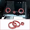 CHEYA for Range Rover VELAR 2017-2019 Aluminum Alloy Car Central Air Conditioning Volume knobs Ring Cover Trim for Range Rover Evoque 2019 2020 (Red)