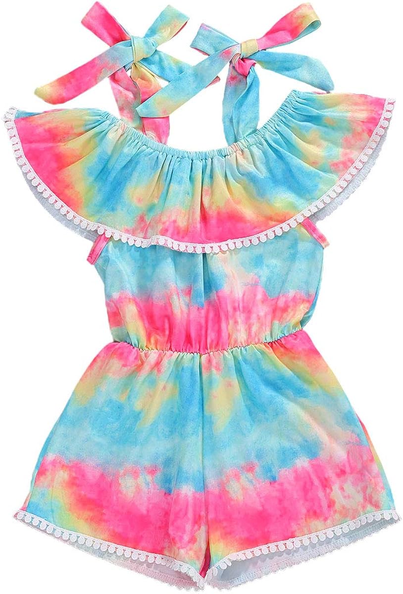 Toddler Baby Girl Sleeveless Jumpsuit Off Shoulder Ruffle