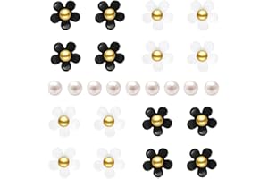 NEVEGE Shoe Charms 24PC Flower Charms with Crystal Rhinestone Pearl Shoe Decoration Charms Cute Flower Shoe Charms Gift Bling Shoe Charms for Aldult