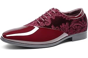 Bruno Marc Men's Dress Tuxedo Shoes Classic Patent Velvet Lace-up Fashion Oxford Shoes