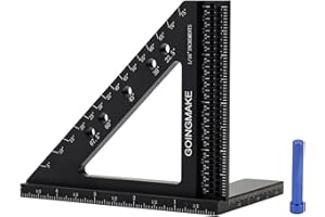 GOINGMAKE 4 in 1 Carpenter Square 4 x 5 Inch Precision Hole Position Scribing Ruler 3D Woodworking Square Multi Angle Measuring Ruler with Quick Angle Pin 0-90 Degree Protractor Layout Measuring Tool