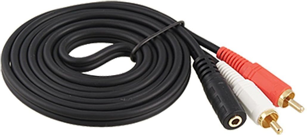 CLASSYTEK� CT-98324 3.5mm Stereo Female to 2RCA Male 1.5 Meter / 5 Feet Cable (Gold Plated) - Black