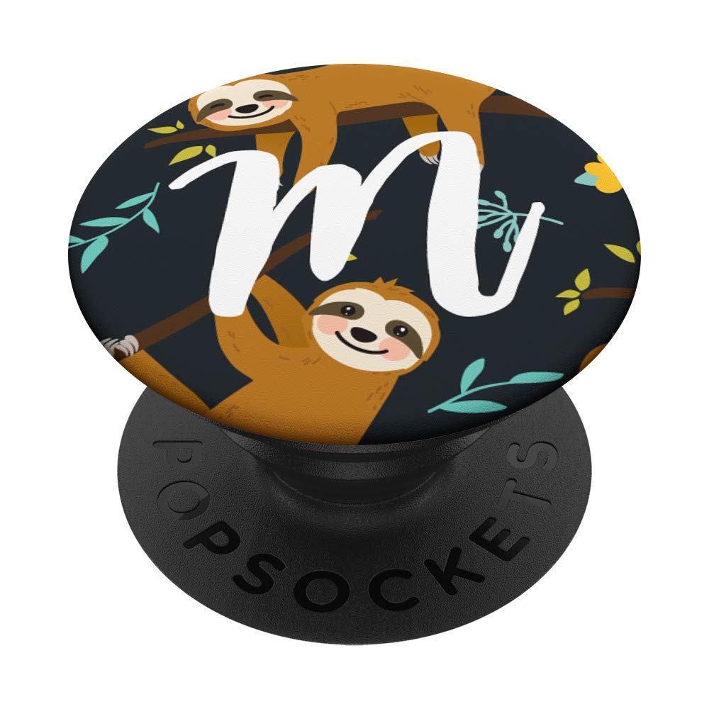 Cute Sloth with Letter M Initial PopSockets PopGrip: Swappable Grip for Phones & Tablets
