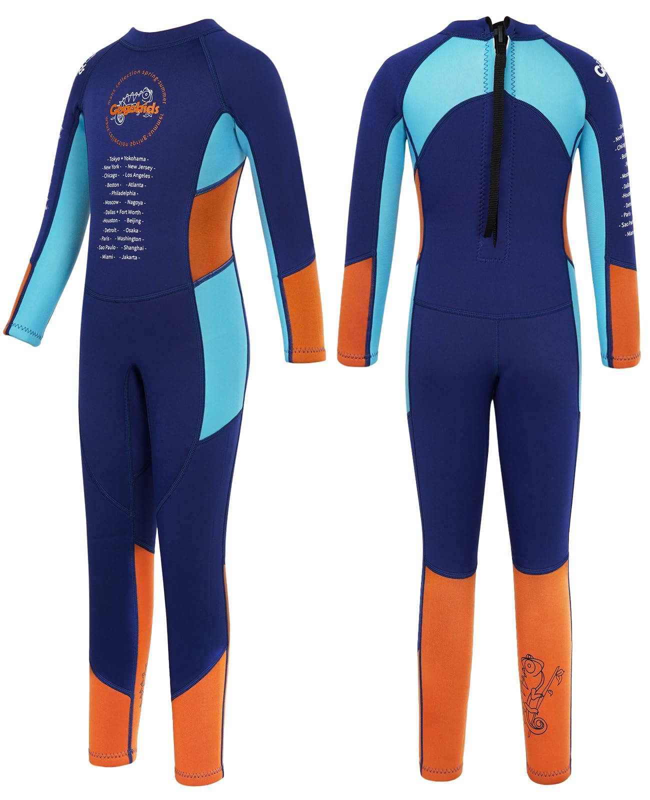 Gogokids Wetsuit Kids, Children 2.5mm Neoprene Thermal Swimsuit with UV 50+ Protection, Full Length One Piece for Ages 3-10 Boys & Girls Swimming, Surfing, Diving, Snorkeling