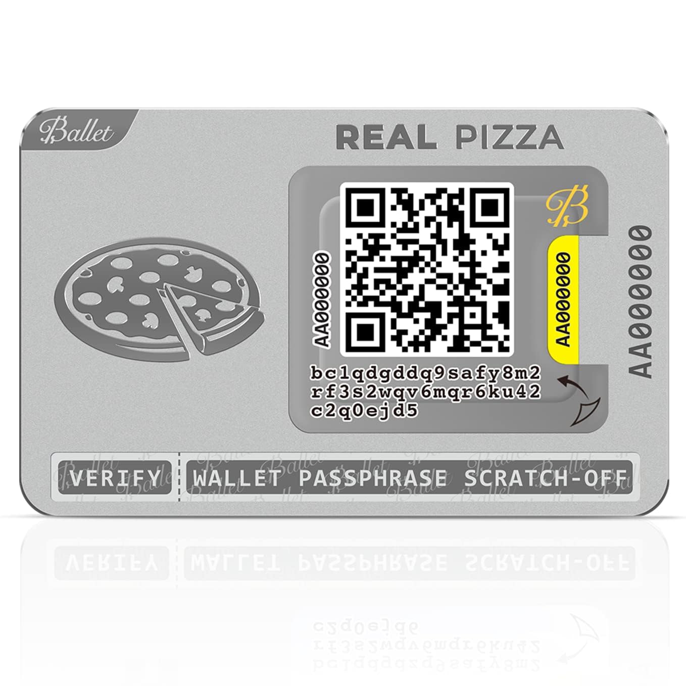 Ballet REAL Pizza 2-Pack – Non-Electronic Cold Storage Wallet | Stealth Design | No Seed Phrase | BIP38 Encrypted | Stainless Steel