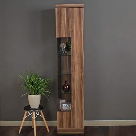 Home Centre Akron Crystal Curio Cabinet Left Rich Brown