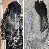 Ugeat 14inch 9Pcs Per Set 120Gram Clip in Hair Extensions Piano Color Ash Blonde 18 and Bleach Blonde Color 613 Highlight Real Human Hair Clip Extensions Full Head Set