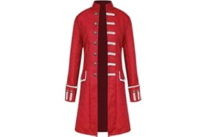 WENKOMG1 Mens Halloween Costume,Medieval Cosplay Costume Caribbean Pirate Style Jacket Captain Roleplay Coat