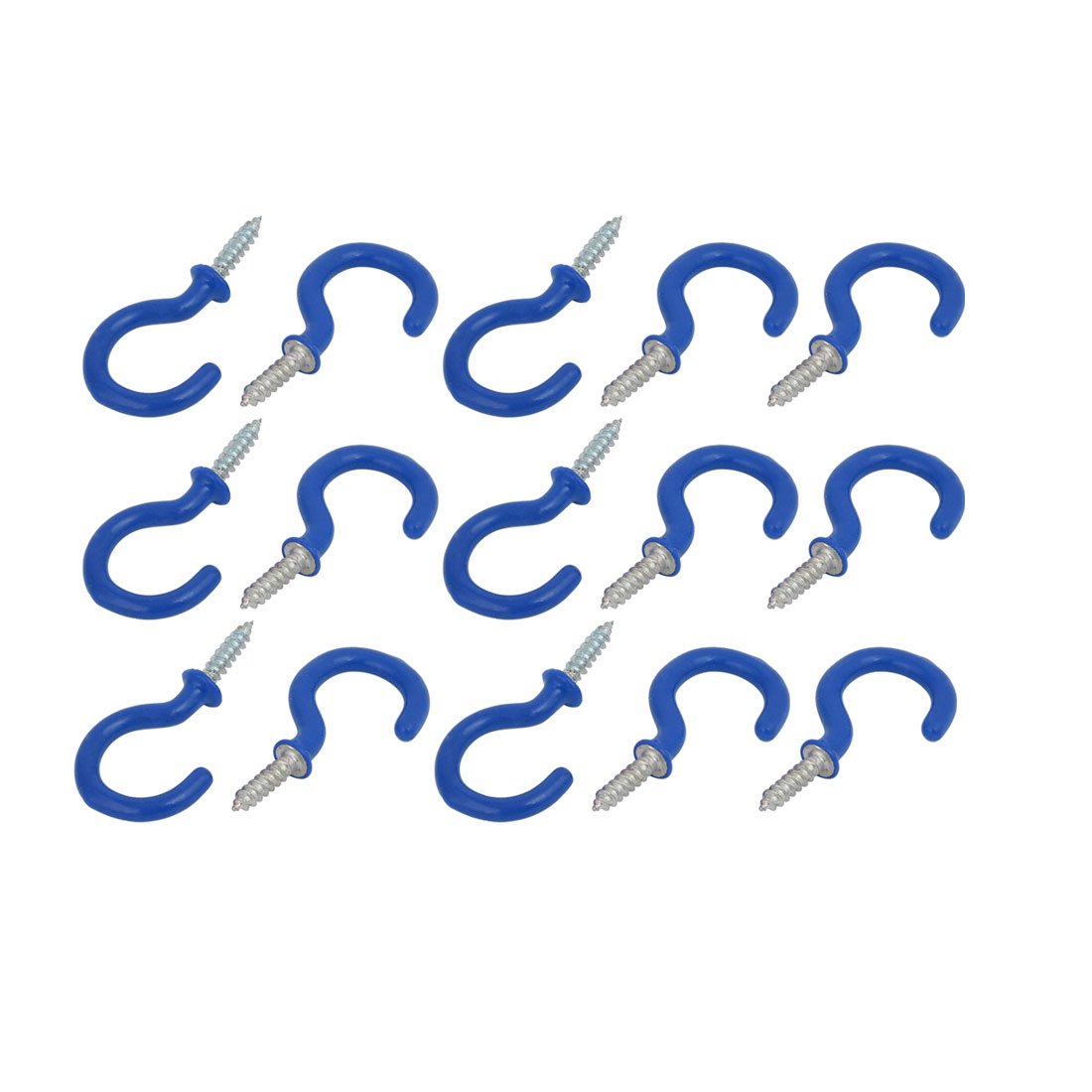 Sourcingmap 1 Inch Plastic Coated Screw-in Open Cup Ceiling Hooks Hangers Blue 15pcs
