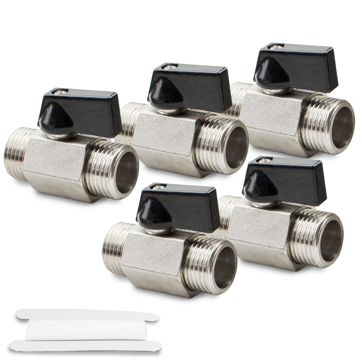 Bwintech 5 Pcs 1/2" BSP Male x Male Nickel Plated Brass Mini Ball Valve Shut-Off Valve