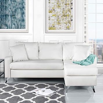 Amazon Com Divano Roma Furniture Exp230 Wh Bonded Sectional