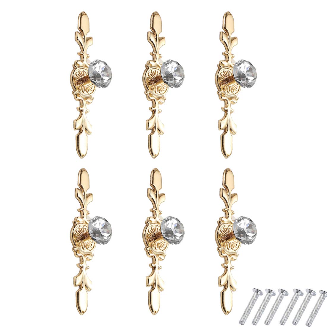 Aivoya 6-PCS Crystal Drawer Knobs Modern Glass Cabinet Knobs Diamond Drawer Handles Cupboard Pull Handles with Screws for Home for Kitchen for Office