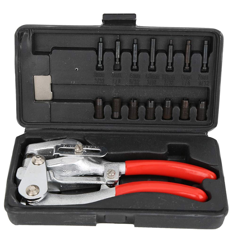 Hand Held Hole Punch Pliers,16-Piece Multi-Function Punching Pliers Set for Stainless Steel Iron Plastic Leather Belt Watch Strap,Hole Depth 6~41mm / 0.24~1.61 in