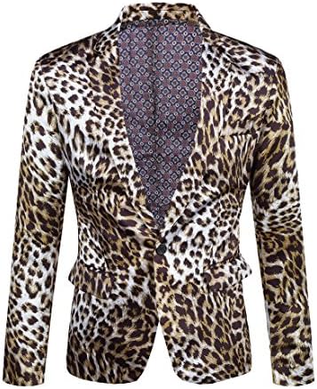 CARFFIV Mens Fashion Colorated Floral Print Suit Jacket Casual Blazer