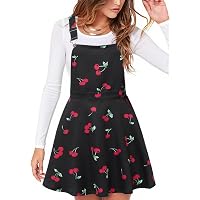 Allegra K Women's Pinafore Suspender Skirt - Flared Skater Skirt With Adjustable Straps, Pink
