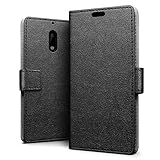 SLEO Nokia 6 Case - SLEO Luxury Slim PU Leather Flip Protective Magnetic Wallet Cover Case for Nokia 6 with Card Slot and Stand Feature - Black