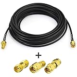 Superbat RF coaxial SMA Male to SMA Female Bulkhead RG174 15ft Cable + 3pcs RF Coax SMA Adapter Kit for SDR Equipment Antenna