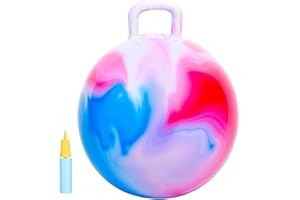 INPANY Hopper Ball, 18 Inches Bouncy Ball with Handles, Bouncing Bounce Balls Hopper, Inflatable Jumping Hopping Toys for Kids Ages 3-6, Hoppity Hop Girls Boys Gifts, Pump Included